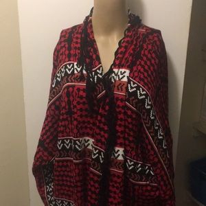 Women’s Cape Kimono Aztec print tribal fringe tassels sweater cloth fashion top